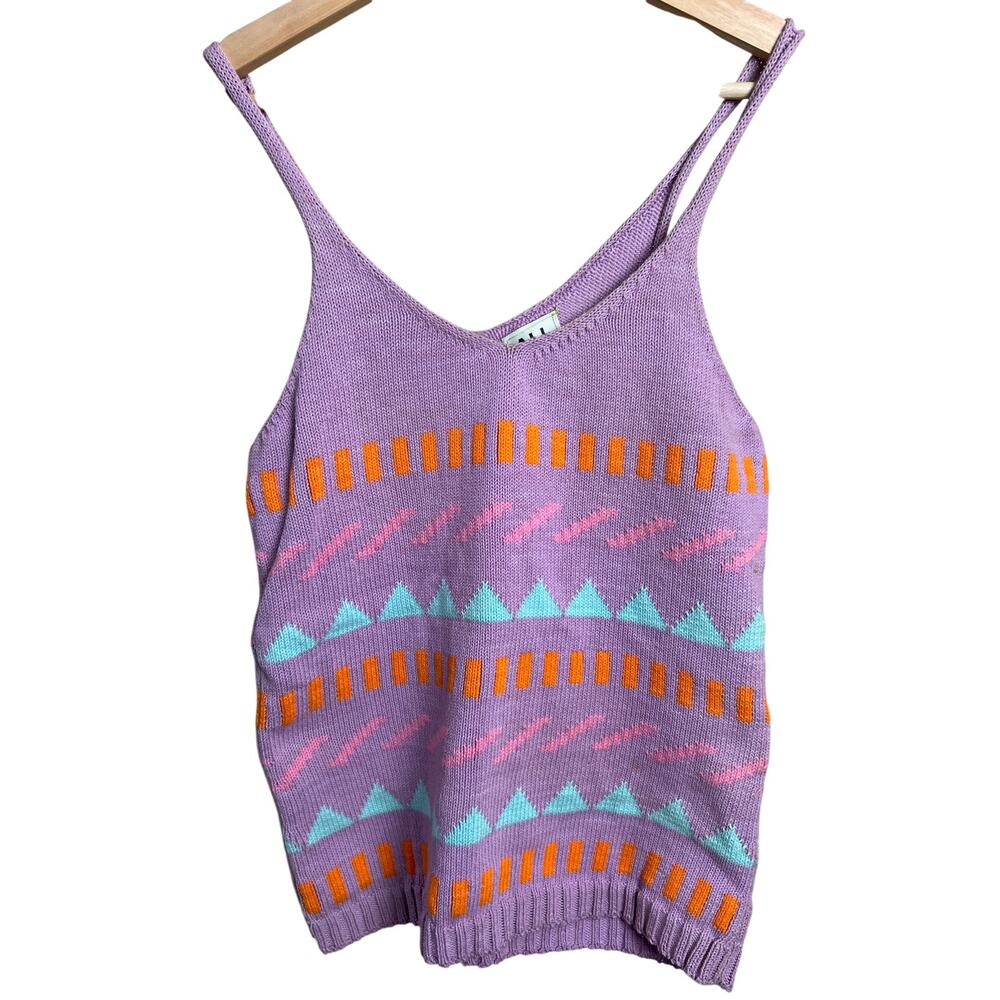 ALL Tribal Women Purple Mix Of Shape Tank Top *Dimensions in Picturess*